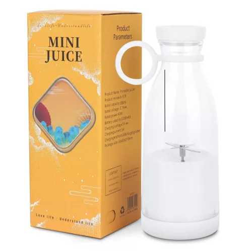 Mini blender / smoothie maker portabil A-579, 300 ml, incarcare USB, alb
