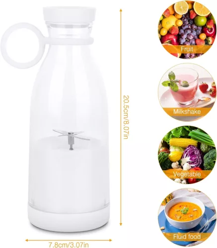 Mini blender / smoothie maker portabil A-579, 300 ml, incarcare USB, alb