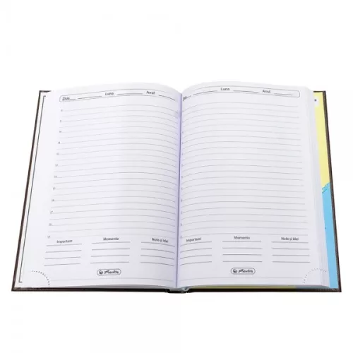 Agenda A5 nedatata Herlitz 9479810, 224 pagini, coperta buretata maro