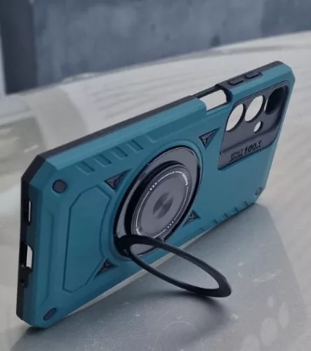 Husa Samsung Galaxy A15, Rotating Bracket, protectie camera, prindere magnetica, verde