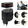 Adaptor priza universal UK, US/CN, AUS/NZ, EU cu 2 x USB 1A, negru