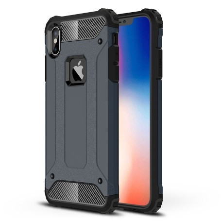 Husa Armor Case pentru Apple iPhone XS Max, hibrid (TPU + Plastic), albastru navy