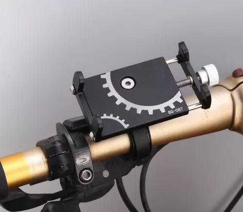 Suport telefon pentru bicicleta BG-087, aliaj aluminiu, reglabil, negru
