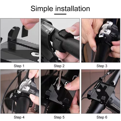 Suport telefon pentru bicicleta BG-087, aliaj aluminiu, reglabil, negru