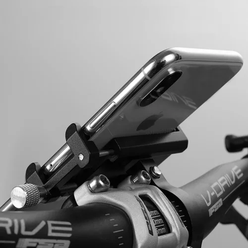 Suport telefon pentru bicicleta GUB G81, aliaj aluminiu, reglabil, gri inchis