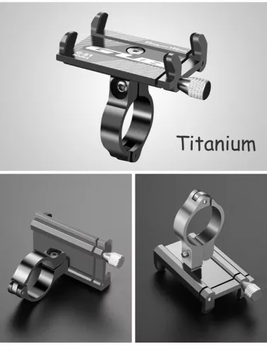 Suport telefon pentru bicicleta GUB G81, aliaj aluminiu, reglabil, gri inchis