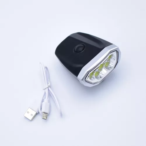 Lanterna bicicleta BL-Q05, 5 leduri COB, acumulator intern, incarcare cablu MicroUSB, neagra
