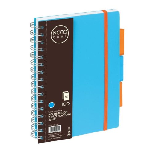 Caiet cu spira A5 Grand, 100 file, matematica, colturi rotunjite, coperta plastic, albastra
