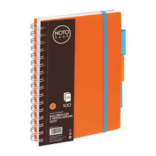 Caiet cu spira A5 Grand, 100 file, matematica, colturi rotunjite, coperta plastic, portocalie