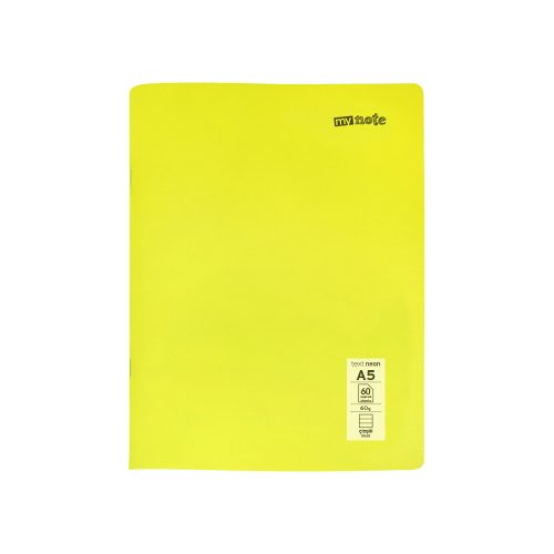 Caiet scolar Mynote Text Neon, A5, 60 file, dictando, coperta PP, galbena