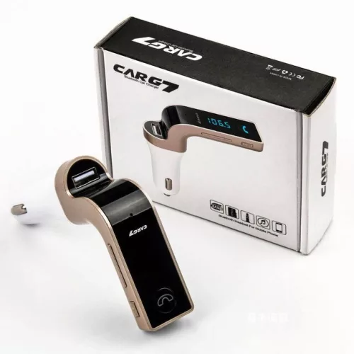 Modulator FM cu incarcare USB si Bluetooth CAR-G7, alb/auriu