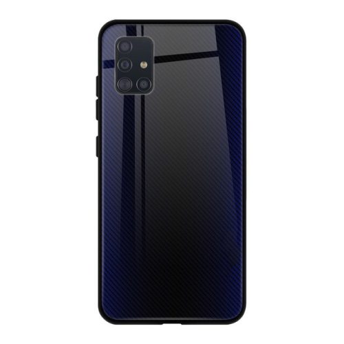 Husa Carbon Glass pentru Samsung Galaxy A41, sticla si silicon, albastru inchis