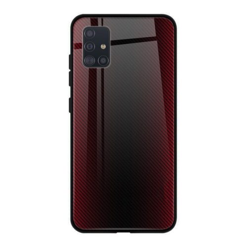 Husa Carbon Glass pentru Samsung Galaxy A41, sticla si silicon, rosu inchis