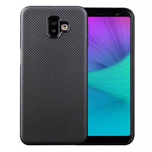 Husa de protectie Carbon Case pentru Samsung Galaxy J6 Plus 2018, TPU moale cu aspect carbon, negru