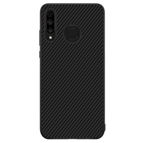 Husa Huawei P40 Lite E, Carbon Case, TPU moale cu aspect carbon, neagra