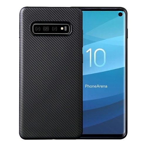 Husa Samsung Galaxy S10 Plus, Carbon Case, TPU moale cu aspect carbon, neagra