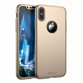   Husă Apple iPhone X/XS, IPAKY FUll Cover (față + spate + sticlă), aurie