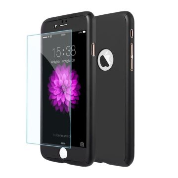   Husă Full Cover 360° pentru Apple Iphone 5/5S/SE (față + spate + sticlă), neagră