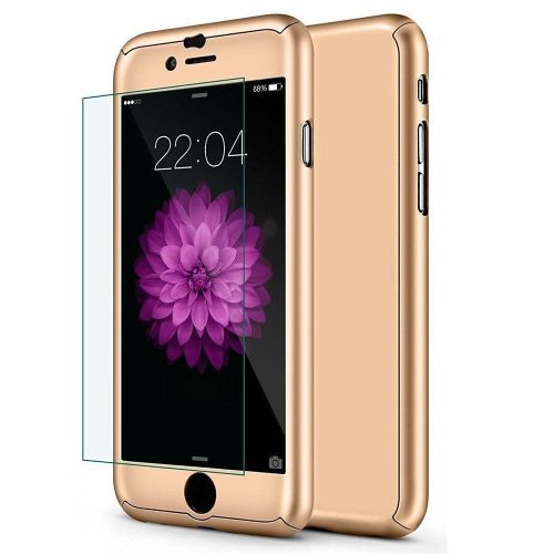 Husă Full Cover 360° pentru Apple Iphone 6/6S (față + spate + sticlă), aurie