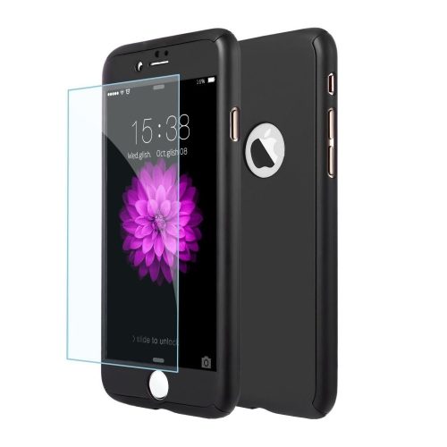 Husă Full Cover 360° pentru Apple Iphone 8 Plus (față + spate + sticlă), neagră