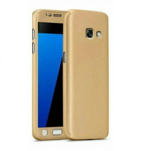 Husă Full Cover 360° pentru Samsung Galaxy A7 2017 / A720 (față + spate + sticlă), aurie