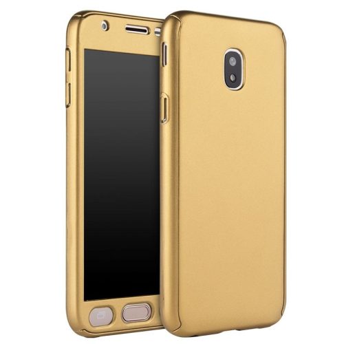 Husă Full Cover 360° pentru Samsung Galaxy J3 2017 (față + spate + sticlă), aurie