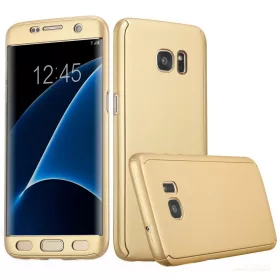   Husă Full Cover 360° pentru Samsung Galaxy S7 Edge (față + spate), aurie