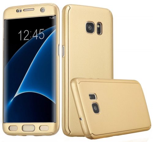 Husă Full Cover 360° pentru Samsung Galaxy S7 Edge (față + spate), aurie