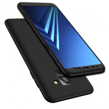   Husă Full Cover 360° pentru Samsung Galaxy A8 2018 (față + spate + sticlă), neagră