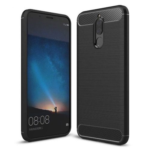 Husa de protectie Carbon Stripe pentru Huawei Mate 10 Lite, silicon moale, negru