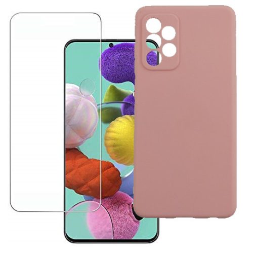 Set folie si husa Samsung Galaxy A20e, sticla transparenta si Matt TPU, roz pal