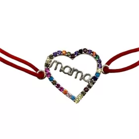   Bratara cu nod dublu si medalion din argint 925, Mama, zirconii colorate, 1.2 g, 2 cm x 1.5 cm
