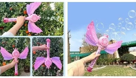 Bagheta de facut baloane Snow Princess, lumini si sunete, roz