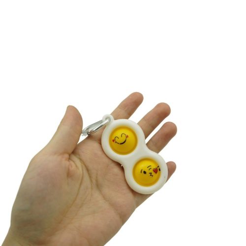Jucarie senzoriala antistres, Simple Dimple, breloc cu 2 bulinute, model emoji