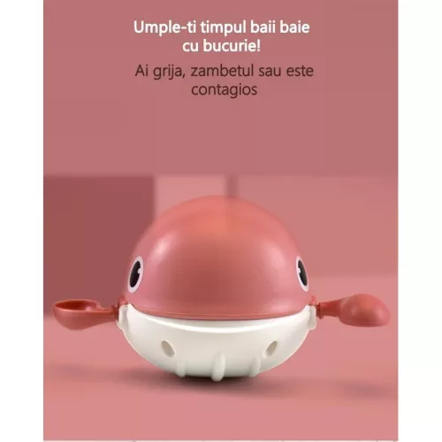 Jucarie de baie pentru copii, model balena, roz