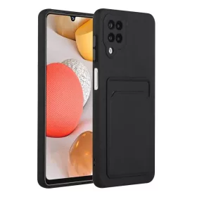   Husa protectie Card Case pentru Samsung Galaxy A12, buzunar pentru carduri/cartele, neagra