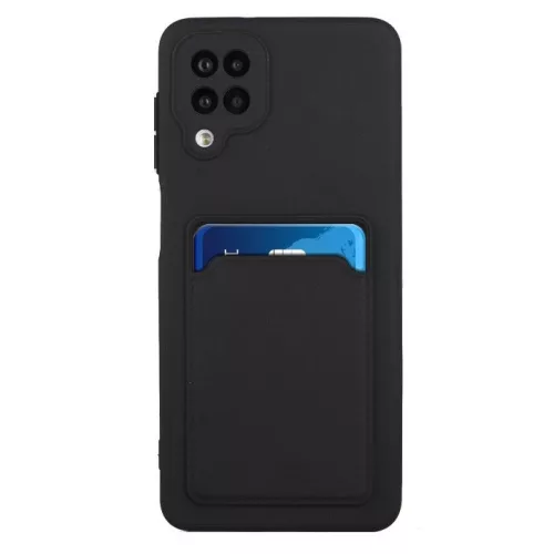 Husa protectie Card Case pentru Samsung Galaxy A12, buzunar pentru carduri/cartele, neagra