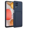 Husa protectie Card Case pentru Samsung Galaxy A12, buzunar pentru carduri/cartele, albastru inchis