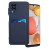 Husa protectie Card Case pentru Samsung Galaxy A12, buzunar pentru carduri/cartele, albastru inchis