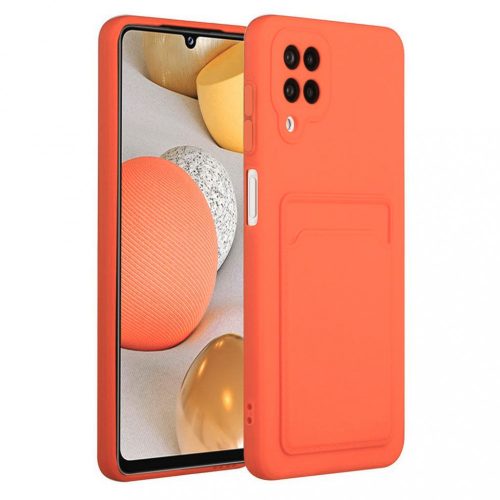 Husa Samsung Galaxy A12, Card Case, suport pentru carduri/cartele, portocalie