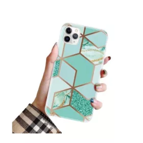   Husa protectie compatibila cu Apple iPhone 12 Pro Max Soft IMD TPU Marble Geometric Verde