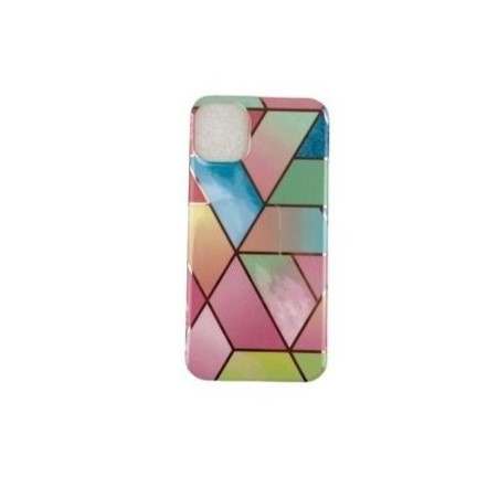 Husa protectie compatibila cu Apple iPhone 12 Pro Max Soft IMD TPU Marble Geometric Roz