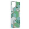 Husa protectie Samsung Galaxy A12, Marble Series, verde/auriu 