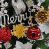 Set de 12 ornamente de brad, flippy, de tip glob, rosu/auriu, din plastic, cu finisaj sclipitor