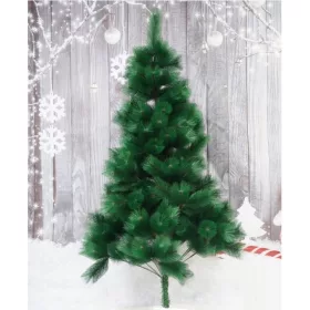   Brad artificial de Craciun tip pin, clasic, inaltime 120 cm, pentru interior/exterior, verde, suport de plastic inclus