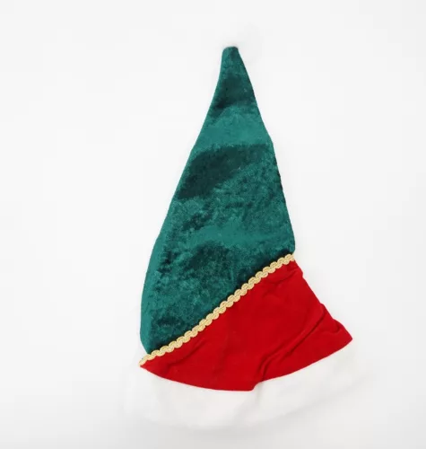 Costum Craciun, Spiridus, rosu-verde, 7 - 9 ani, 3 piese, catifea