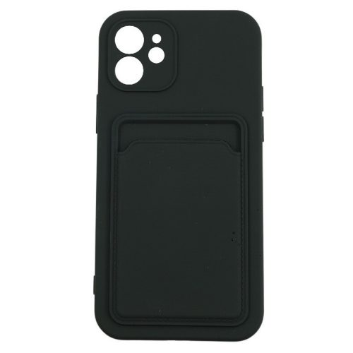 Husa protectie cu suport card compatibila cu Apple iPhone 12 Mini Negru