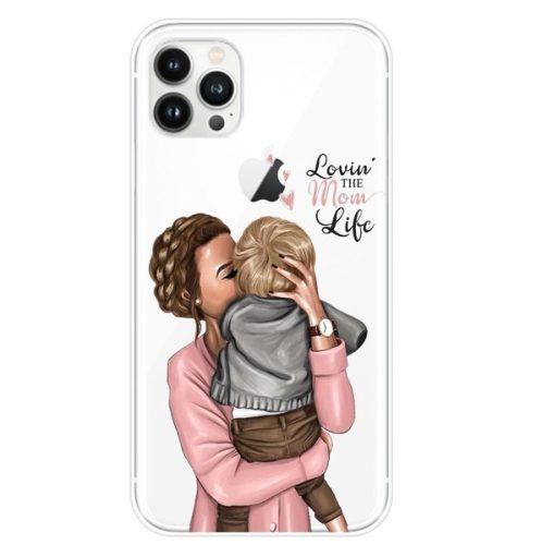 Husa Apple iPhone 12 Pro, Printed Glass, sticla + TPU, model Mom Life