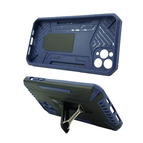 Husa protectie Apple iPhone 11 Pro, Defender 4, rezistenta la socuri, suport stand, albastru inchis