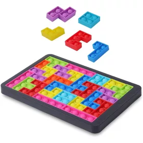   Joc antistres din silicon, Pop It Now and Flip It, Puzzle Blocks, Multicolor